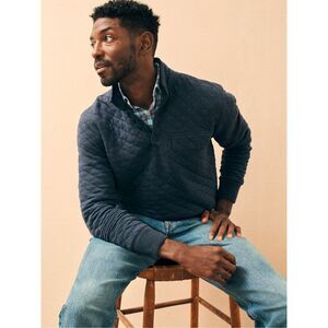 Faherty Epic Quilted Fleece Pullover Gray Size Medium